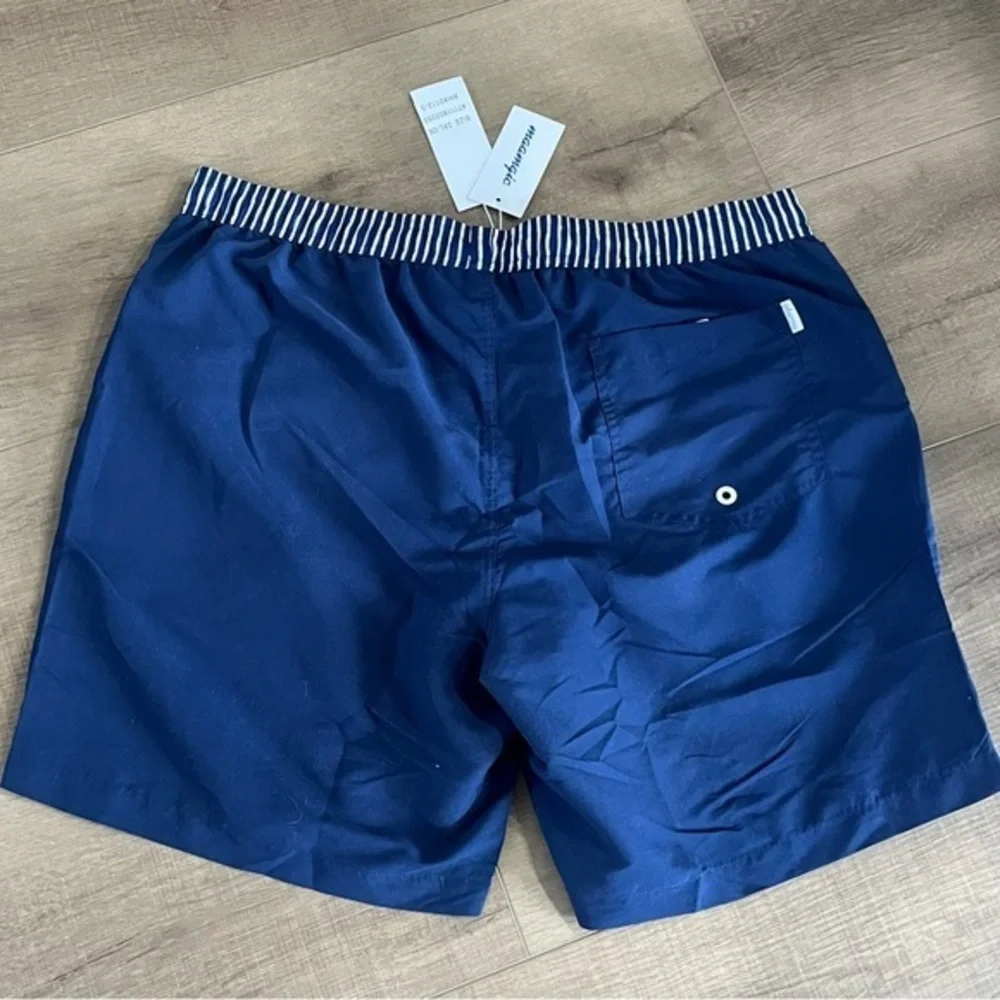 Maamgic Mens Swim Trunks Mesh Lining Navy Blue XXL Elastic‎ Waist Drawstring NWT